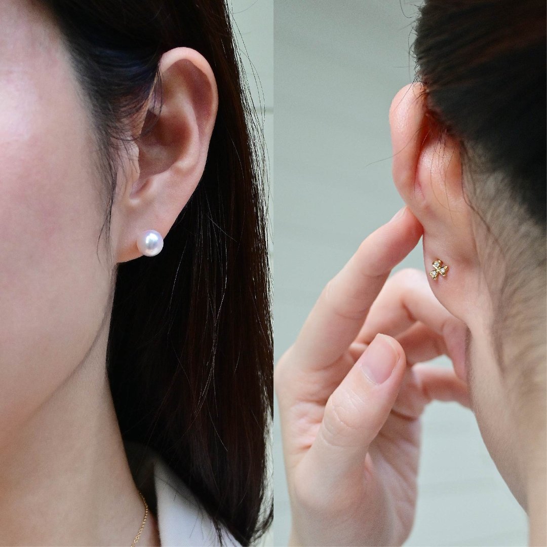 幸運珍珠耳環 Clover Akoya Pearl Stud Earrings