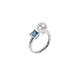 海洋之夢海藍寶珍珠鑽石戒指 Blue Horizon Aquamarine Akoya Pearl Diamond Ring