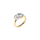 恆星海藍寶珍珠戒指 Stellar Aquamarine Akoya Pearl Ring