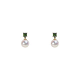 蔓蔓綠碧璽珍珠耳環Verdant Fairylands Green Tourmaline Akoya Pearl Earrings