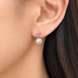 Dawn Pink Tourmaline Akoya Pearl Earrings