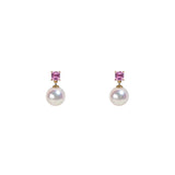 Dawn Pink Tourmaline Akoya Pearl Earrings