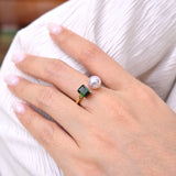蔓蔓綠碧璽珍珠戒指 Verdant Fairylands Green Tourmaline Akoya Pearl Ring