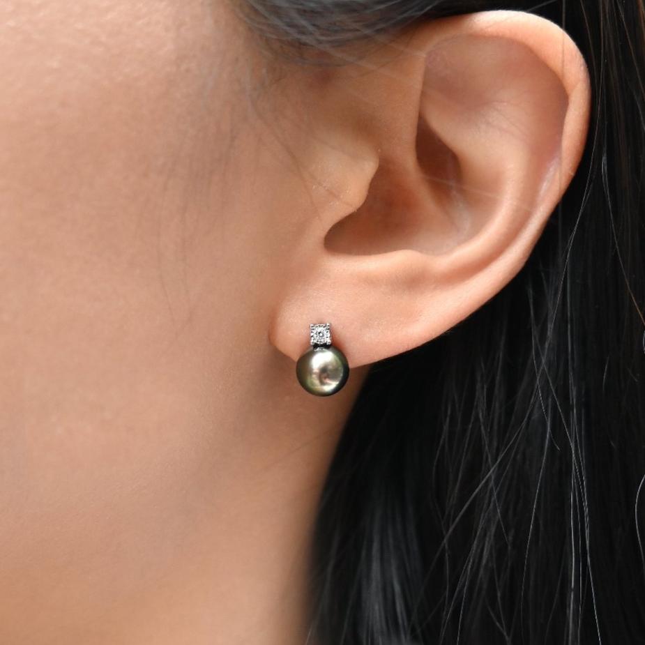 黛曜黑珍珠耳環Ebony Tahitian Pearl Earrings