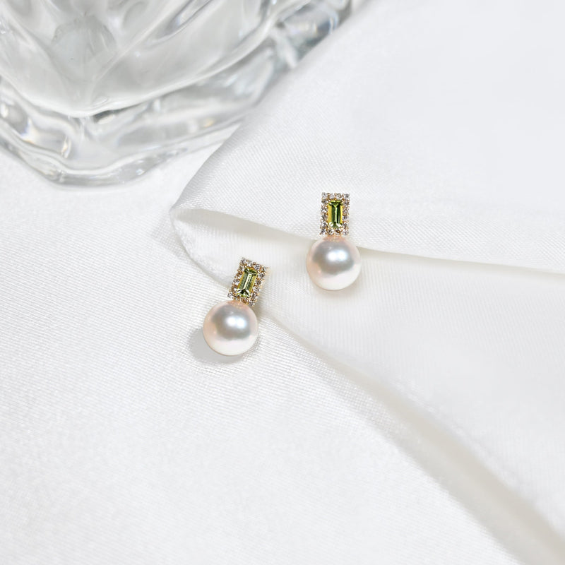 綠野仙蹤橄欖石珍珠耳環 Wonderland Peridot Akoya Pearl Earrings