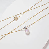 閃耀珍珠項鍊搭配鍊圈鑽石項鍊近拍照