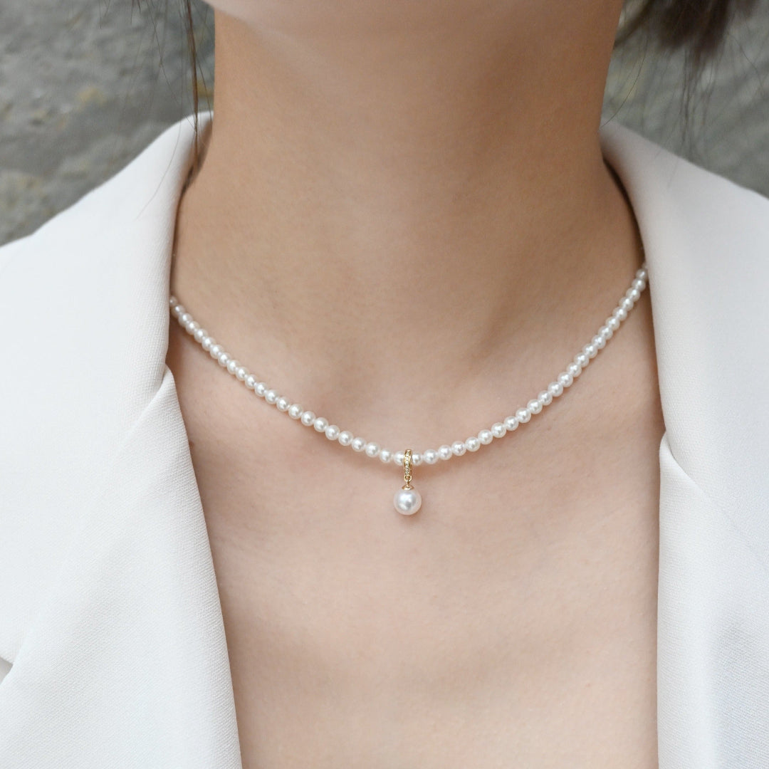 茉莉之戀珍珠項鍊黃Ｋ款式模特實拍照