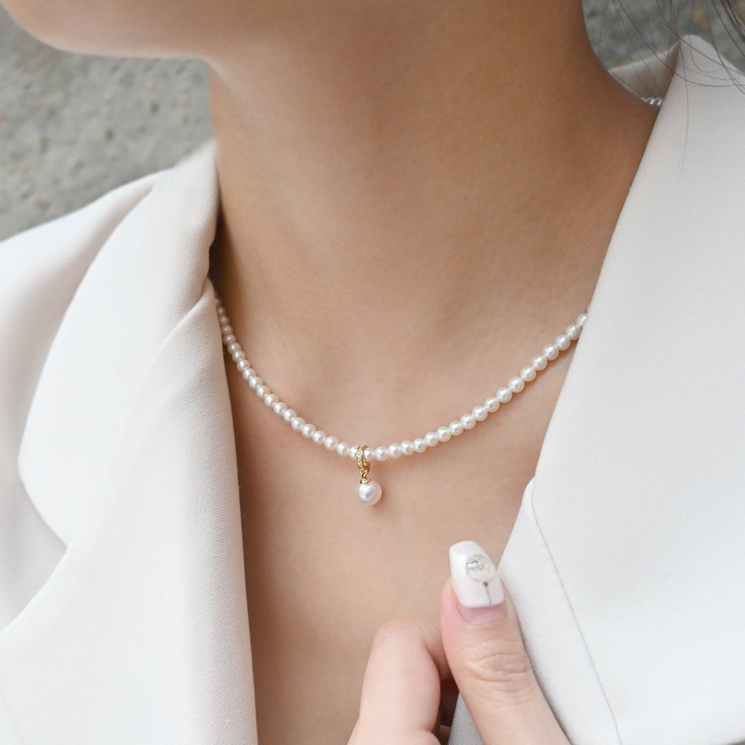 茉莉之戀珍珠項鍊黃Ｋ款式模特實拍照