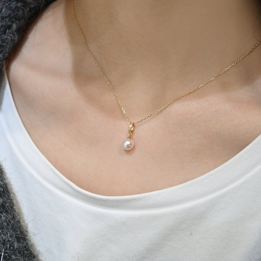 茉莉之戀珍珠項鍊黃Ｋ款換細鍊模特實拍照
