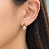 蔓蔓綠碧璽珍珠耳環Verdant Fairylands Green Tourmaline Akoya Pearl Earrings
